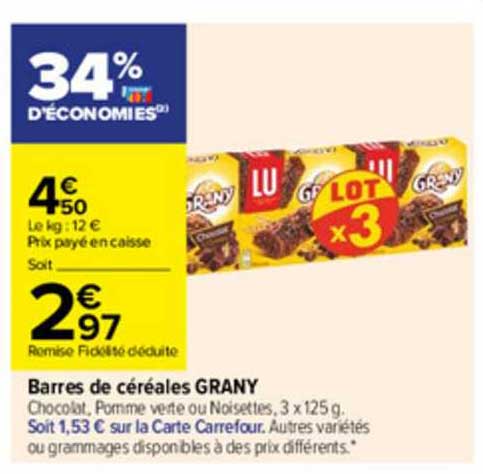barres de céréales grany lu