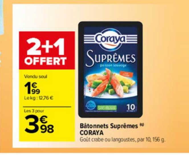 bâtonnets suprêmes coraya