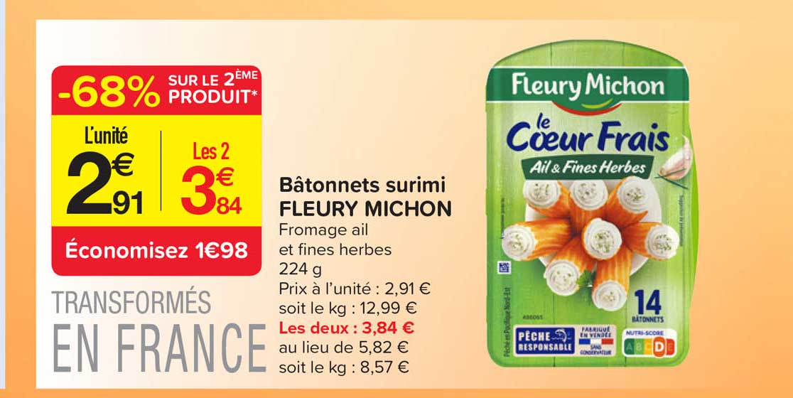 bâtonnets surimi fleury michon