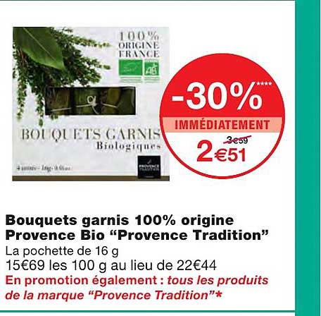 bouquets garnis 100% origine provence bio "provence tradition"