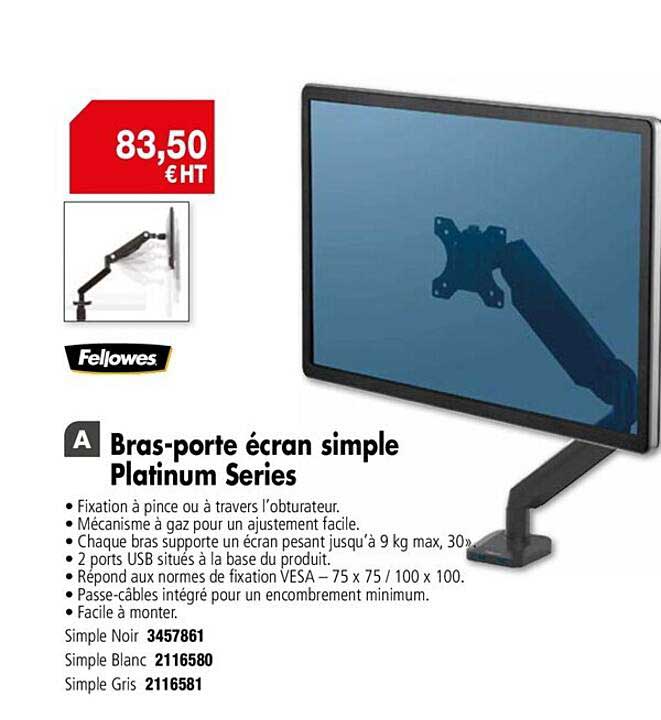 bras-porte écran simple platinum series