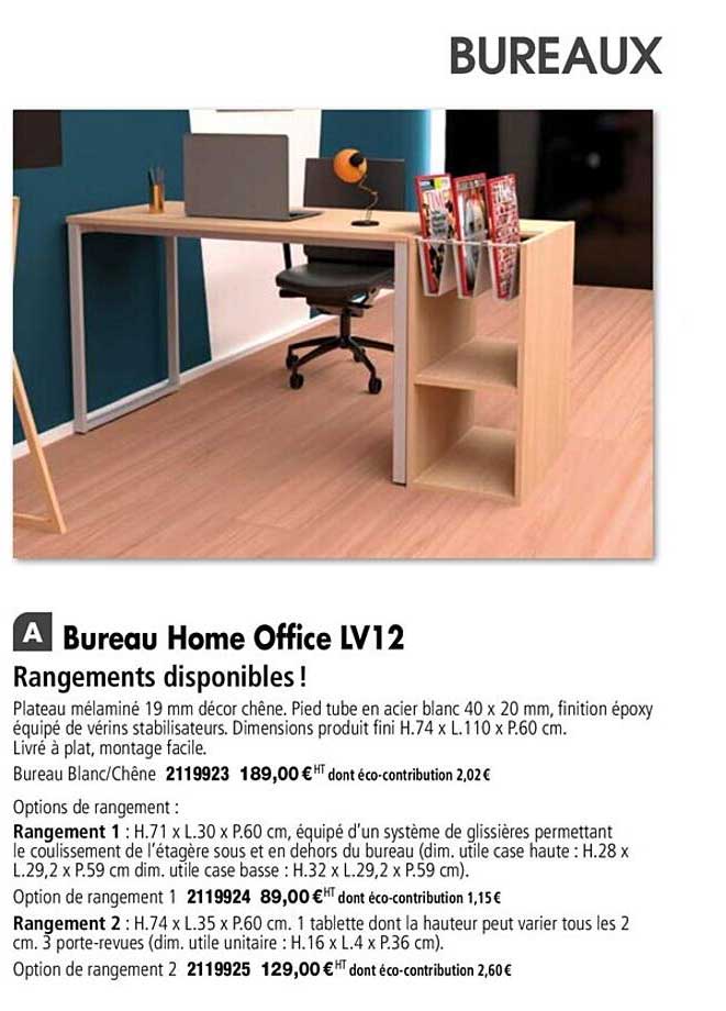 bureau home office lv12 rangements disponibles !