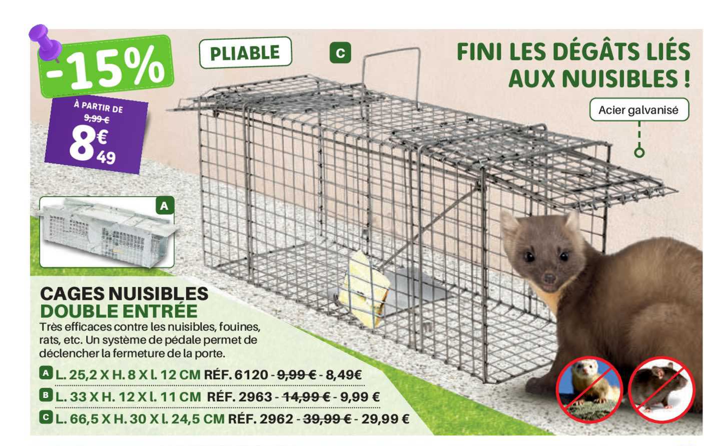 cages nuisibles double entrée