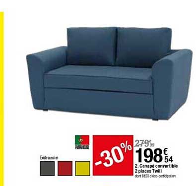 Canapé Convertible 2 Places Twill