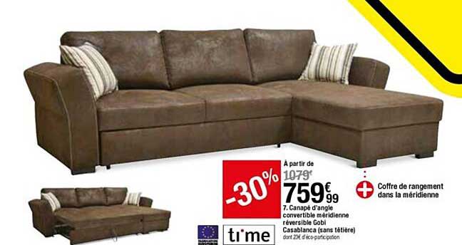 canapé d'angle convertible méridienne réversible gobi