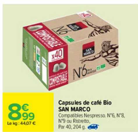 capsules de café bio san marco