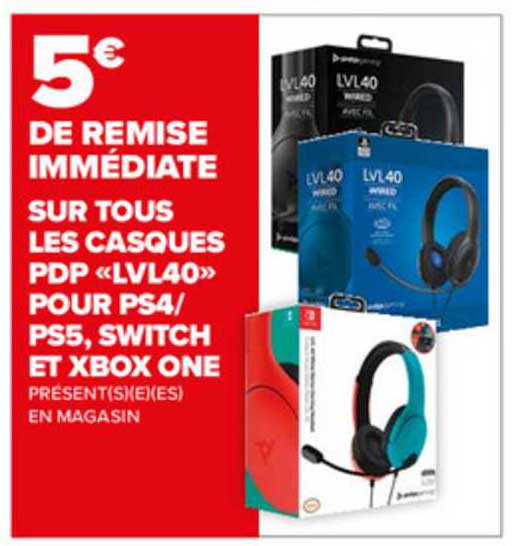 casques pdp «lvl40» pour ps4-ps5, switch et xbox one