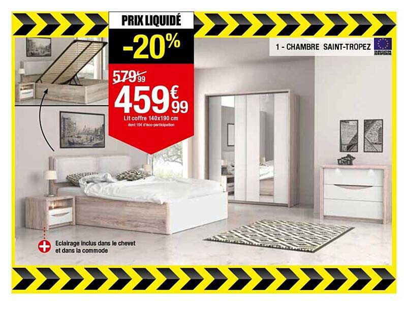 chambre saint-tropez : lit coffre 140 x 190 cm