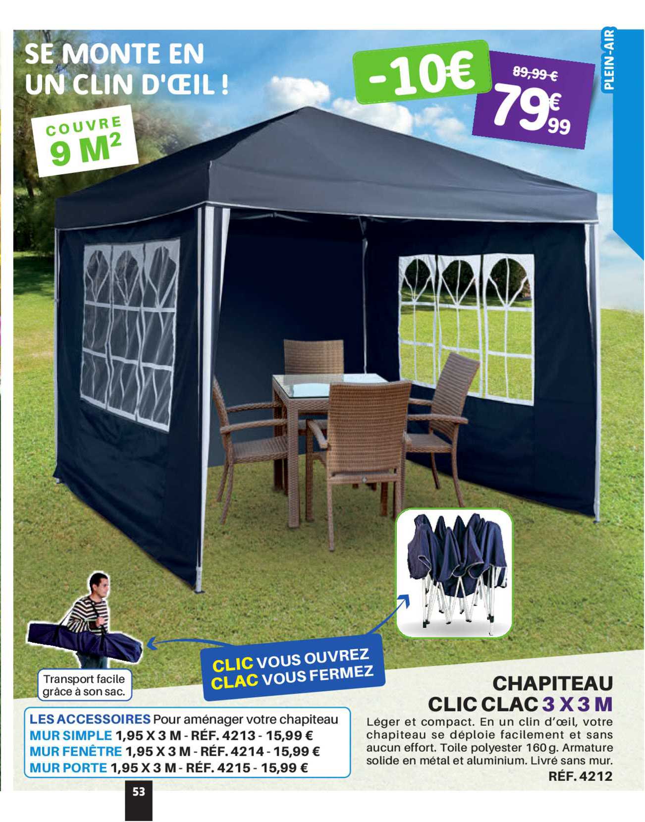 chapiteau clic clac 3 x 3 m