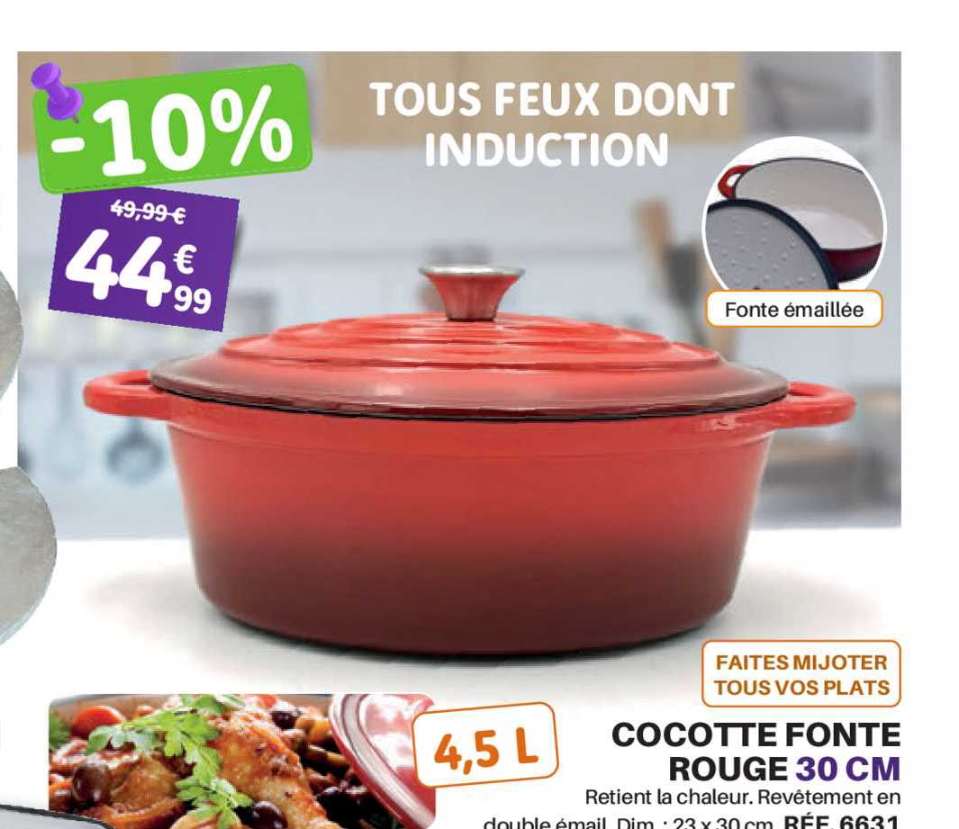 Cocotte Fonte Rouge 30 Cm