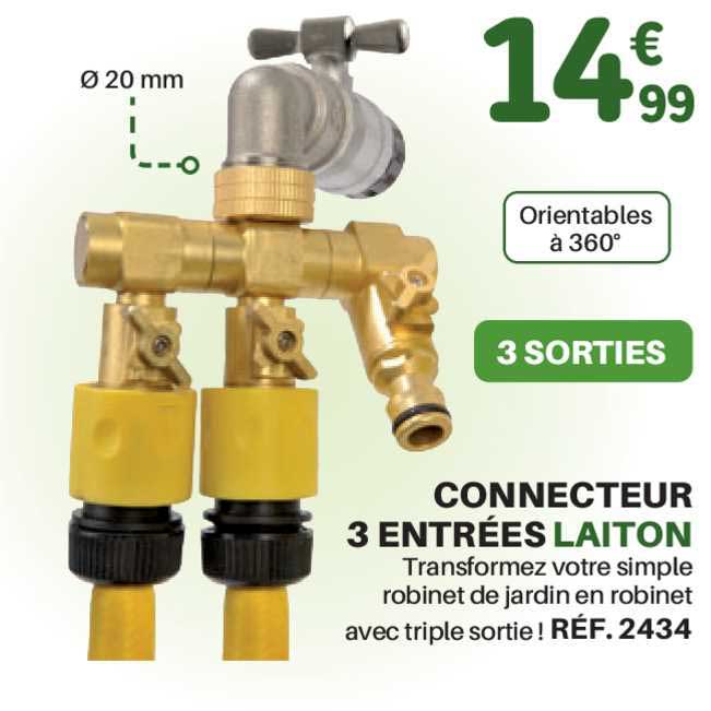 connecteur 3 entrées laiton