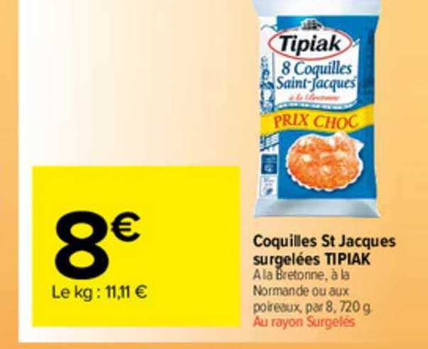 coquilles st jacques surgelées tipiak