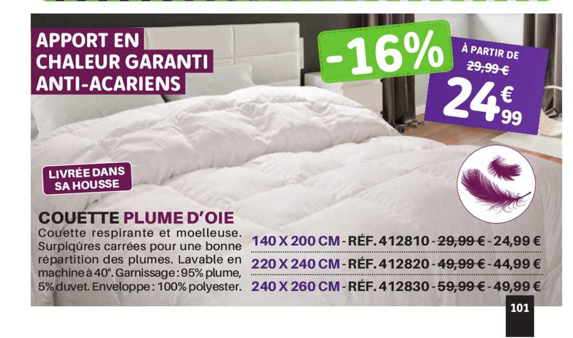 couette plume d'oie