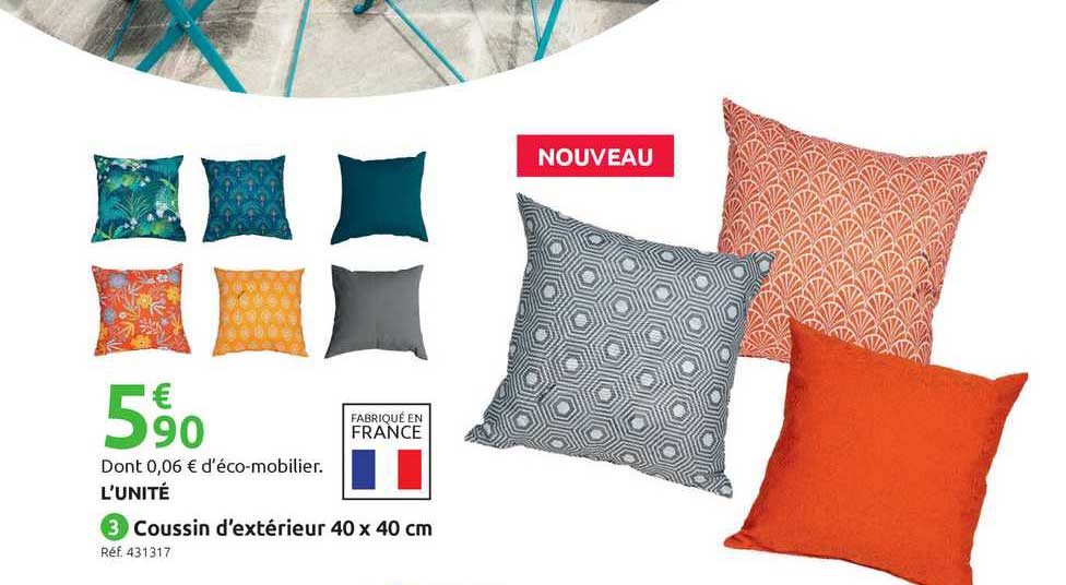 coussin d'extérieur 40 x 40 cm