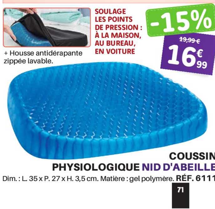 coussin physiologique nid d'abeille