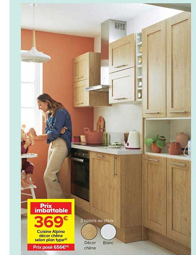 cuisine alpina décor chêne selon plan type