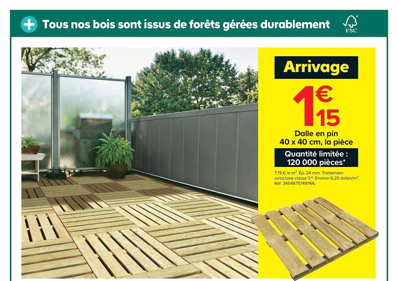 Dalle En Pin 40 X 40 Cm