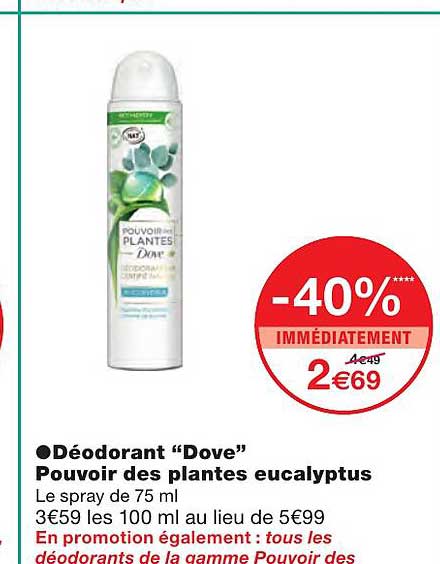 déodorant "dove" pouvoir des plantes eucaluptus