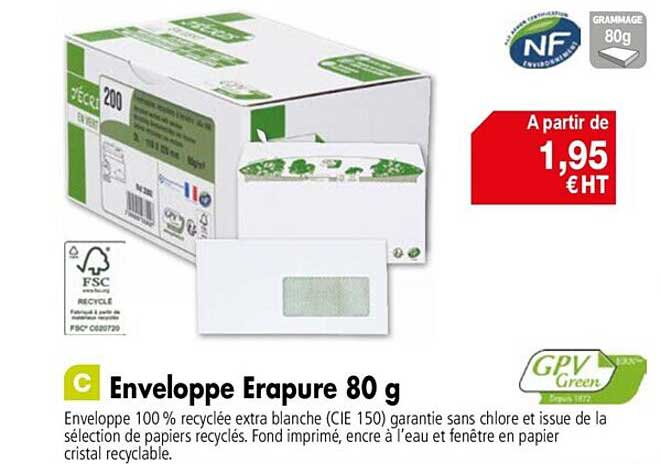enveloppe erapure 80g gpv green