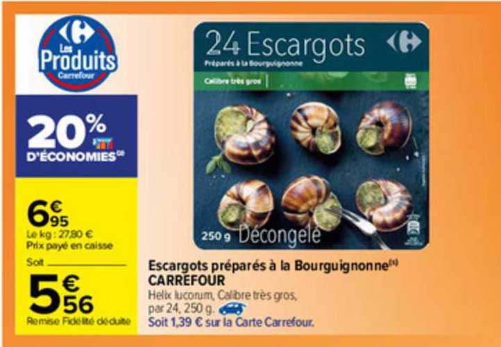 escargots préparés à la bourguignonne carrefour