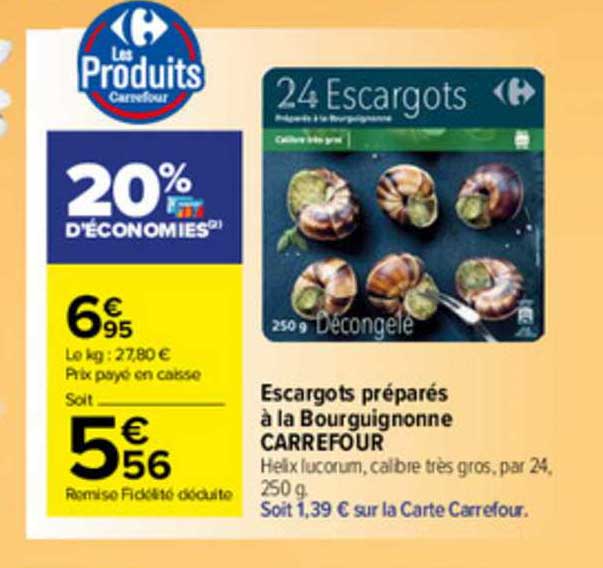 escargots préparés à la bourguignonne carrefour
