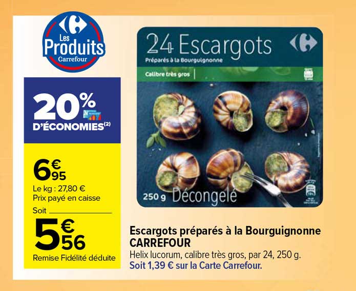 escargots préparés à la bourguignonne carrefour