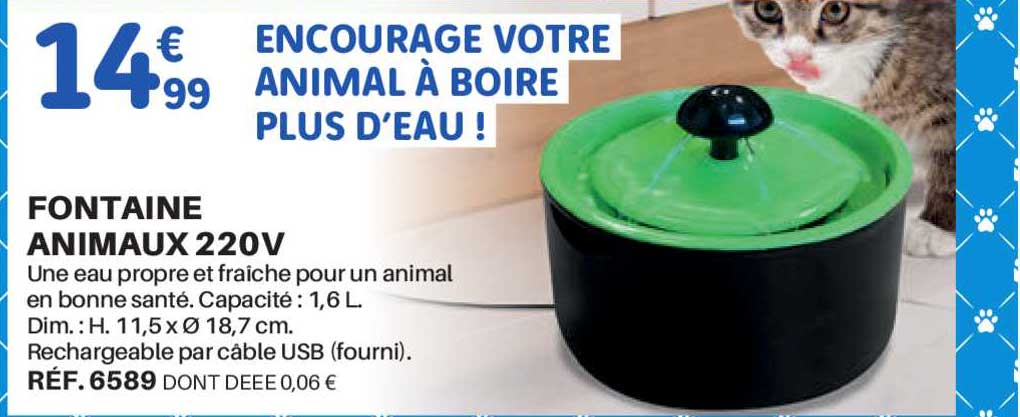 fontaine animaux 220v