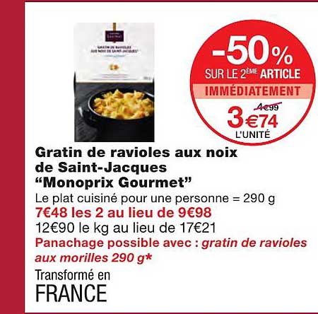 gratin de ravioles aux noix de saint-jacques "monoprix gourmet"