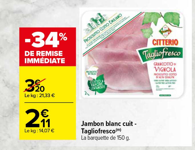 Jambon Blanc Cuit - Tagliofresco