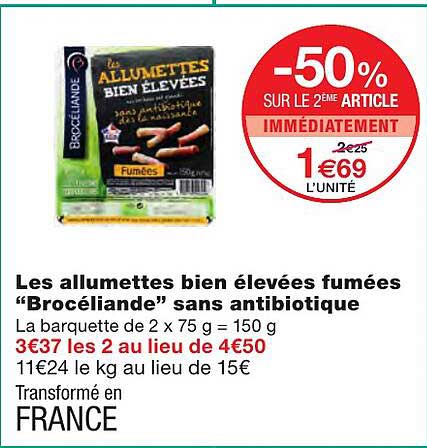 les allumettes bien élevées fumées "brocéliande" sans antibiotique
