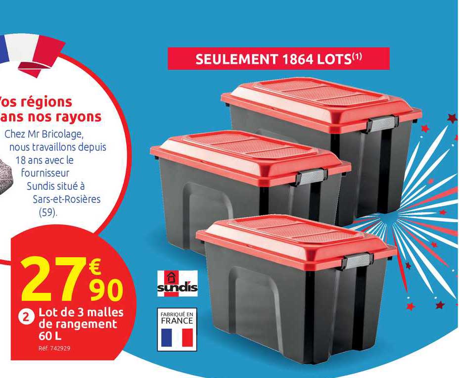 Lot De 3 Malles De Rangement 60 L
