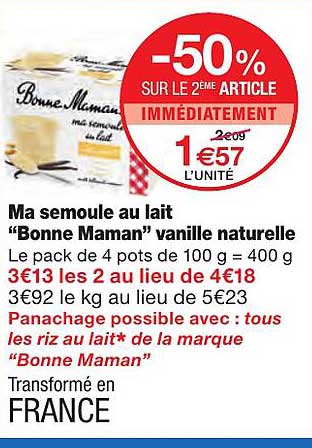 ma semoule au lait "bonne maman" vanille naturelle
