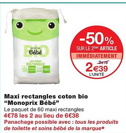 maxi rectangles coton bio "monoprix bébé"