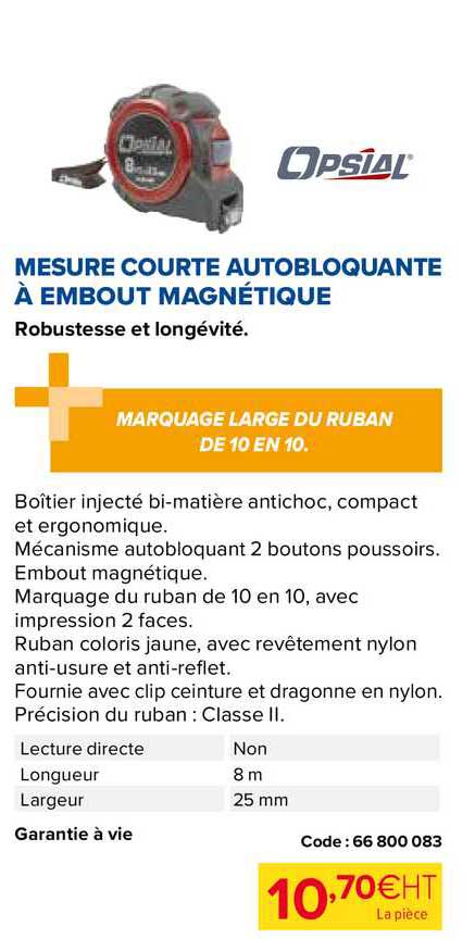mesure courte autobloquante à embout magnétique opsial
