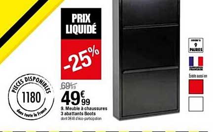Meuble à Chaussures 3 Abattants Boots