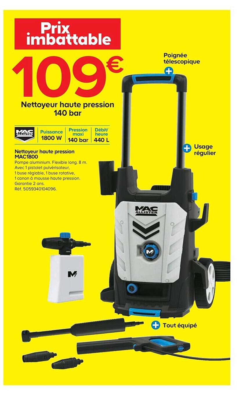 nettoyeur haute pression 140 bar mac allister
