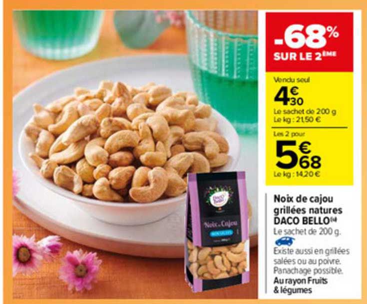 Noix De Cajou Grillées Natures Daco Bello