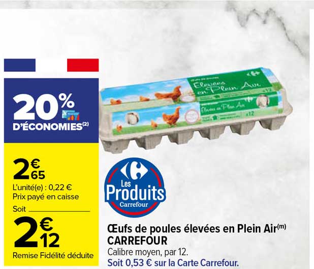 oeufs de poules élevées en plein air carrefour