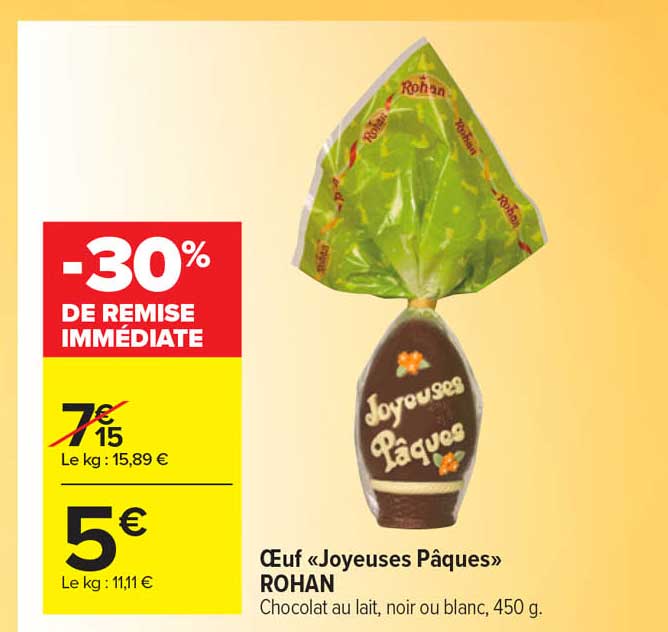 œuf «joyeuses pâques» rohan
