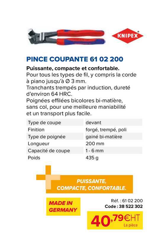 pince coupante 61 02 200 knipex