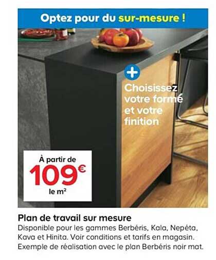 plan de travail sur mesure