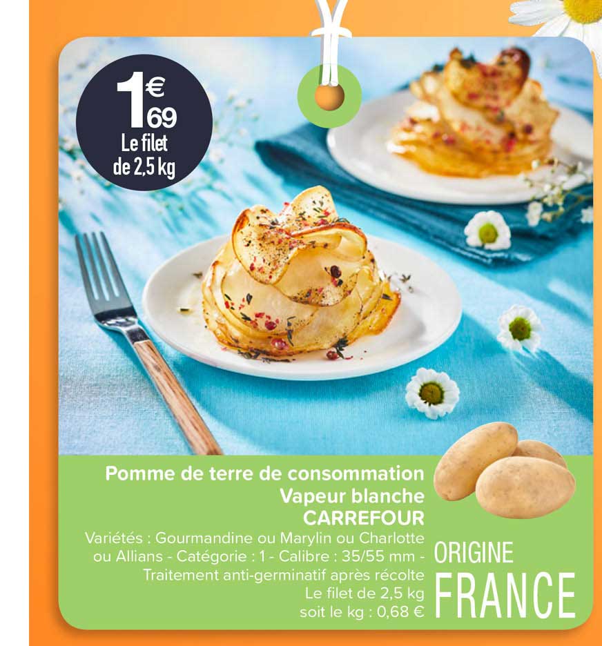 Pomme De Terre De Consommation Vapeur Blanche Carrefour