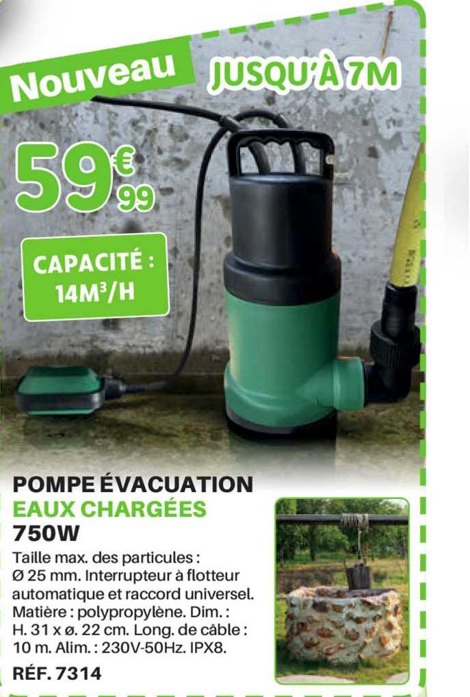 pompe évacuation eaux chargées 750 w