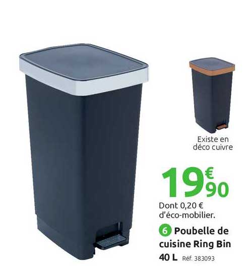 poubelle de cuisine ring bin 40 l