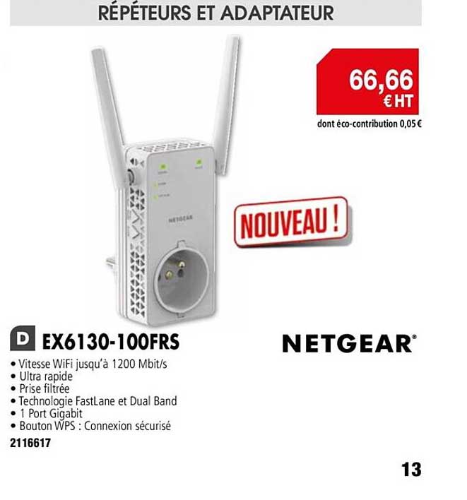 répéteurs et adaptateur ex6130-100frs netgear