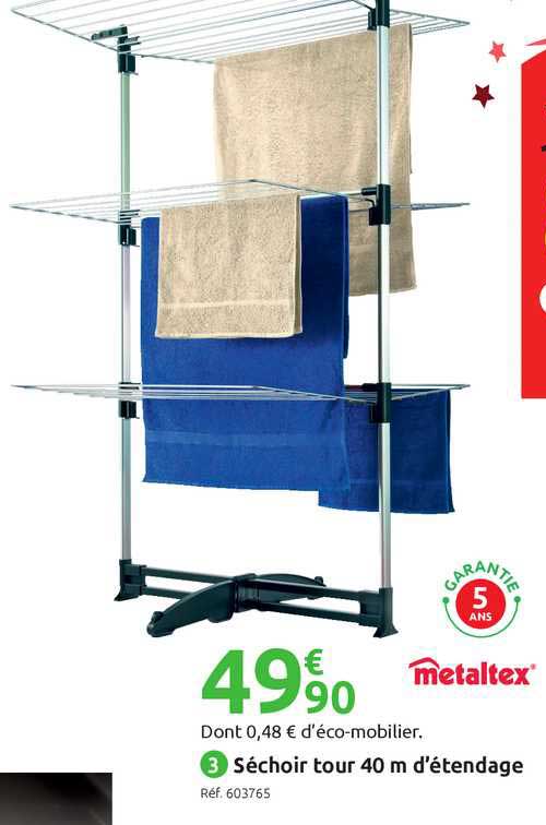 séchoir tour 40 m d'étendage metaltex