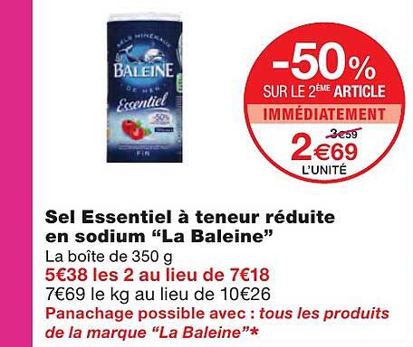 Sel Essentiel à Teneur Réduite En Sodium "la Baleine"