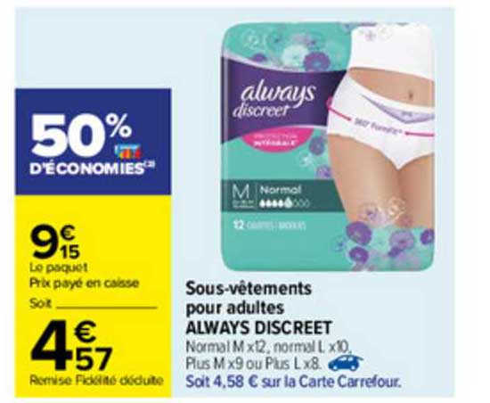 sous-vêtements pour adultes always discreet