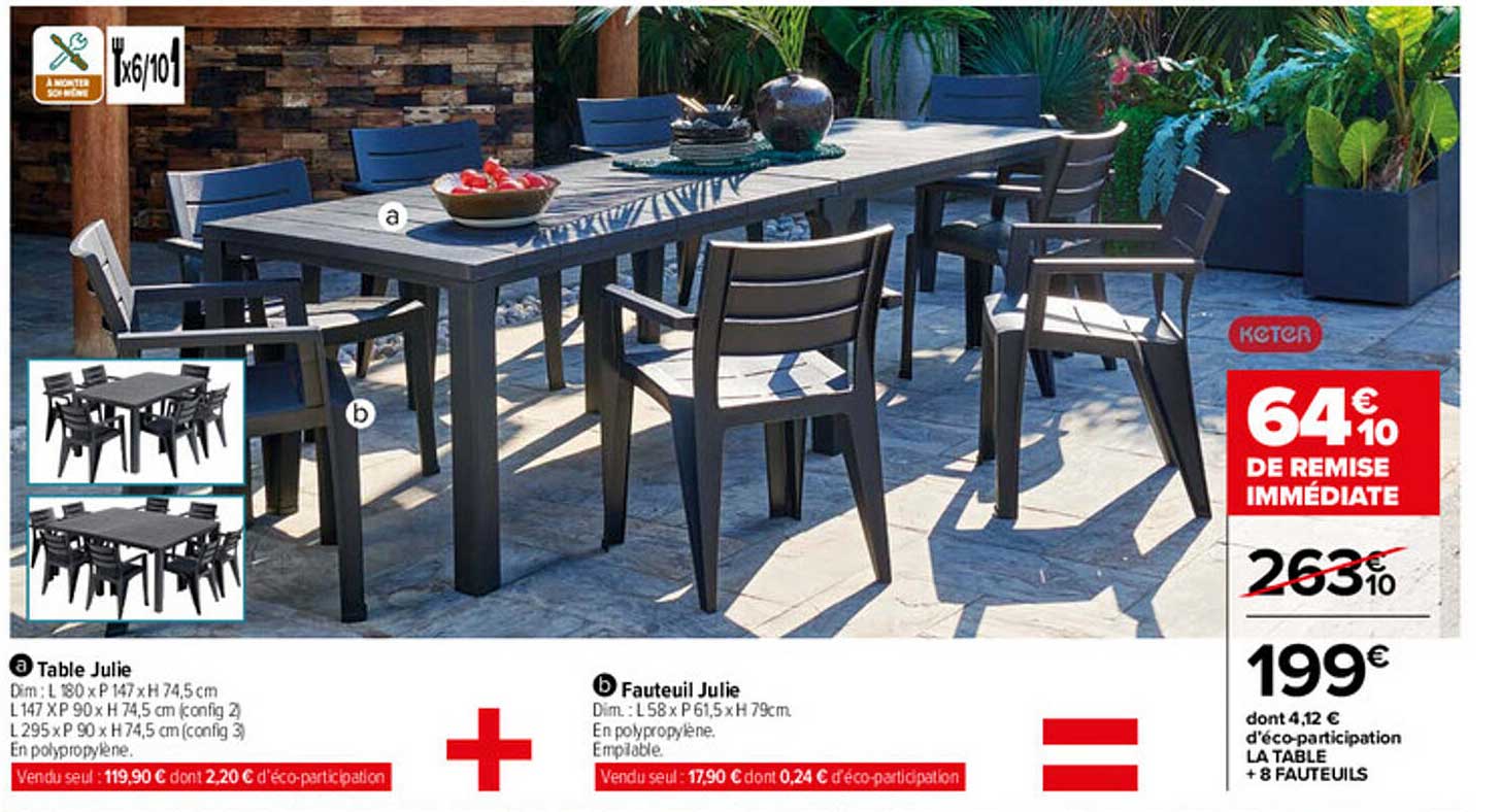 Table Julie, Fauteuil Julie