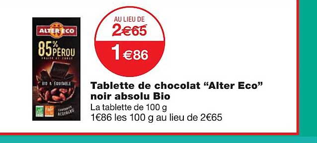 tablette de chocolat "alter eco" noir absolu bio